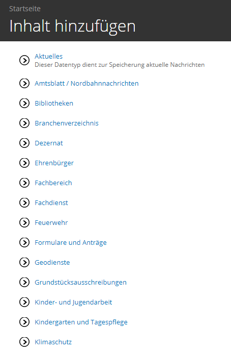 Inhalt hinzufügen
